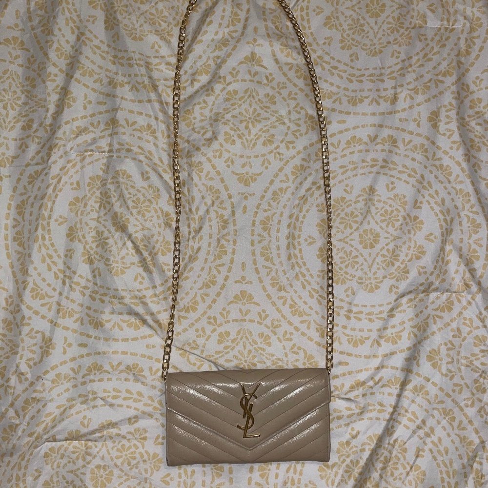 Tan YSL/Yves Saint Laurent Crossbody Wallet
